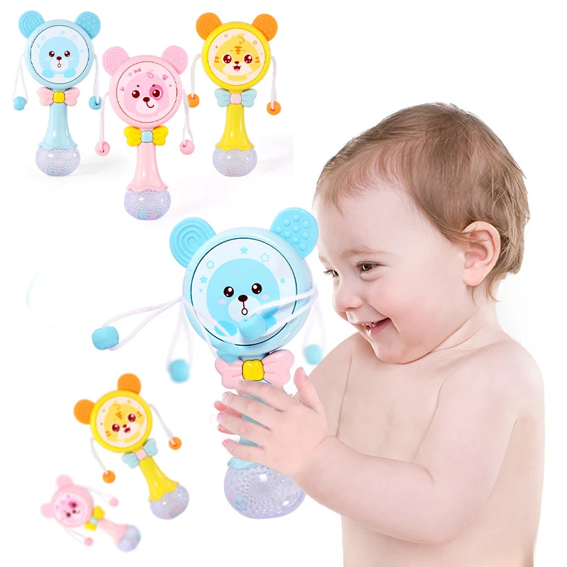 

0-12M Musical Flashing Baby Mobile Rattles Teether Toy Hand Bells Newborn Infant Stroller Pacifier Weep Tear Educational Toys