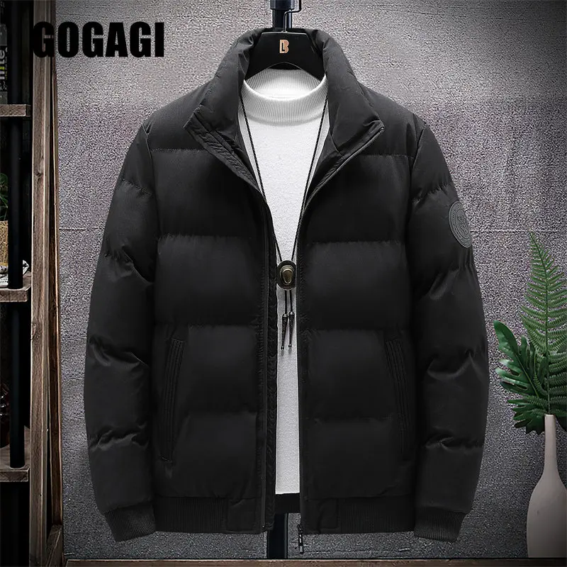 

Men Winter Parkas Puffer Jacket Thicken Warm Stand Collar Solid Jackets Coats Fashion Casual Mens Parka Coat casacas para hombre