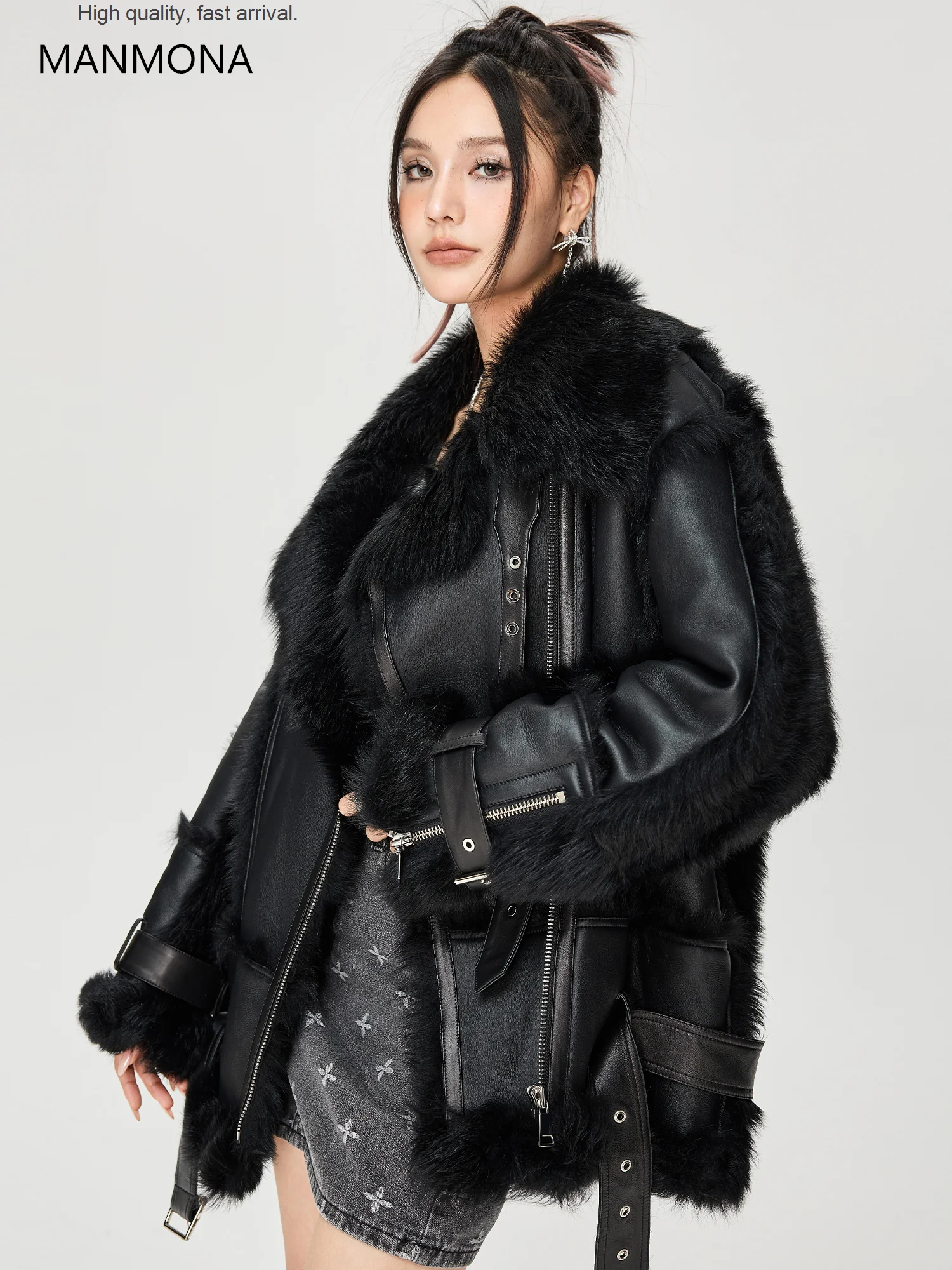 

Imported Winter New Sheep Fur Coat Women's Mid-Length Leather Fur Coat real fur coat fur jacket