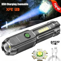 mini flashlight usb rechargeable led flashlight with adjustable zoom and waterproof stick 4 modes flashlight for camping hiking