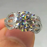 fashion hollow out full dazzling round aaa cz rhinestone zircon crystal ladies ring for women wedding engagement jewelry