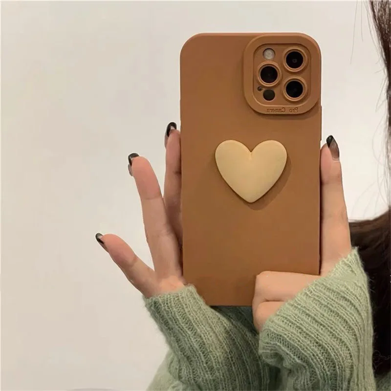 

3D Love Heart Luxury Cute Silicone Case For iPhone 13 12 11 Pro Max XR XS Max 7 8 Plus 6 6S SE 2020 Camera Lens Protector Cover