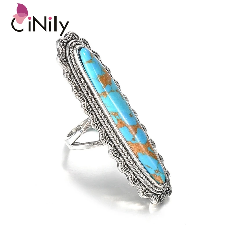CiNily креативные кольца с бирюзой в индийском стиле женские мужские винтажные