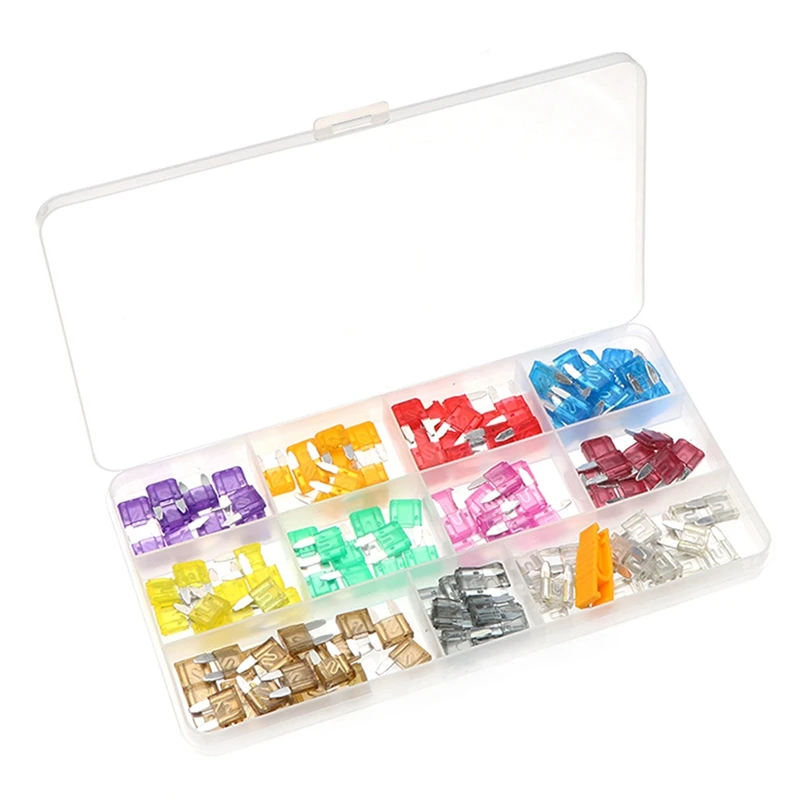 

150 шт комбинация небольших предохранителей с желтым зажимом, подходит для грузовиков бокс-типа, легковых автомобилей, мотоциклов