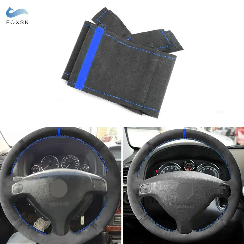Фото Чехол на руль автомобиля из замши с синими нитями для Opel Zafira A 1999-2005, Buick Sail, Opel Astra G H 1998-2007 №2