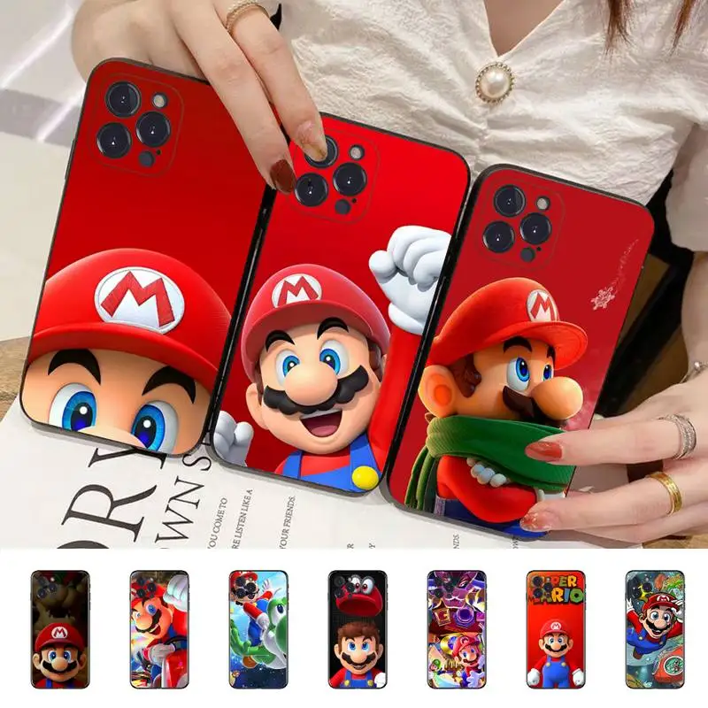 

Super-Mario-Bros-Flexible Phone Case For iPhone 14 11 12 13 Mini Pro XS Max Cover 6 7 8 Plus X XR SE 2020 Funda Shell