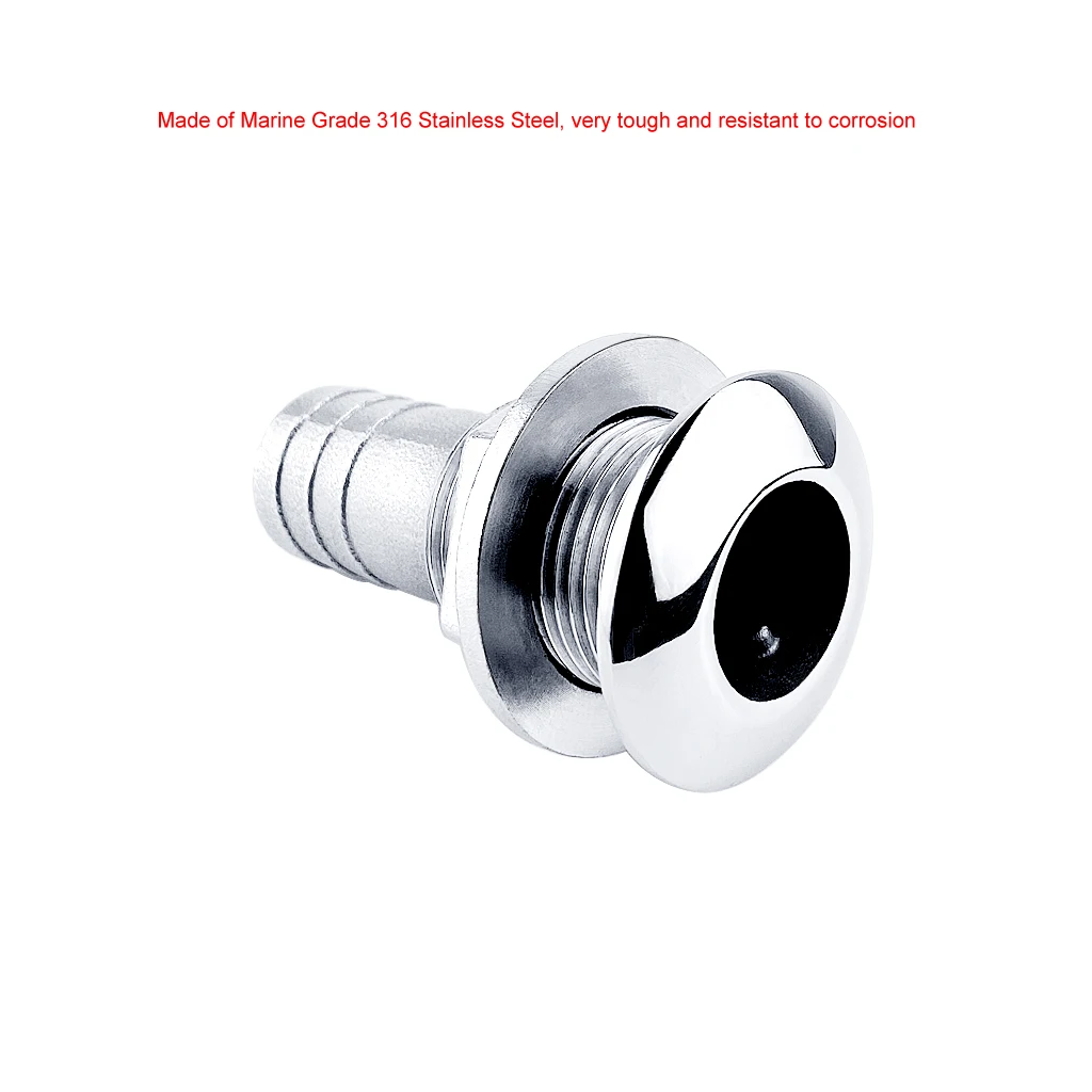 Marine Hardware Stainless Steel 316 Thru Hull Plumbing Fitting Outlet Drain Joint For 3/4