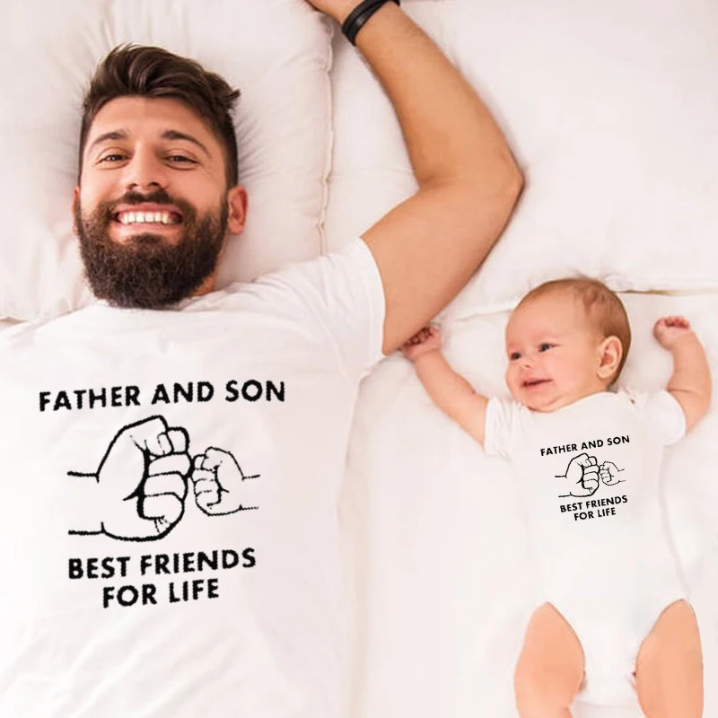 

Father and Son Family Matching Outfits Best Friends for Life Kids Clothes Boys Father Days Print Fashion T-Shirts Little Boy