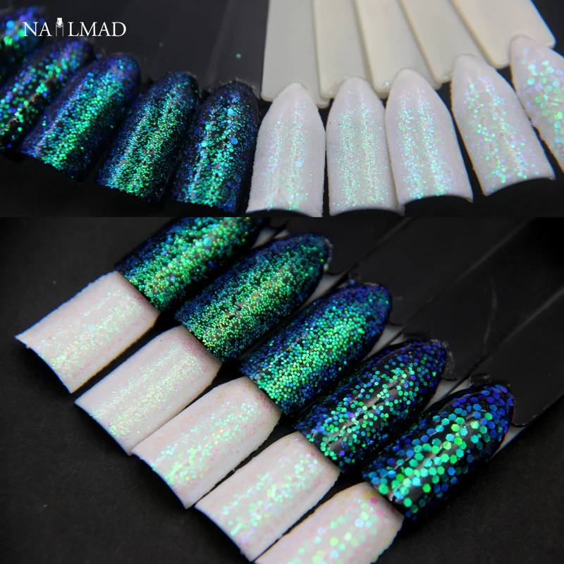 

1 box Pixel Effect Nail Glitters Mermaid Green Glitter Sequins Iridescent Nail Sparkle Manicure Makeup Nail Art Decoration
