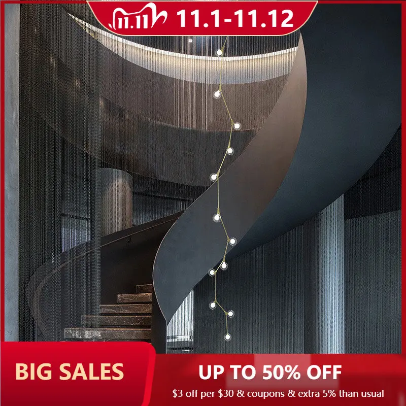 

Светодиодные подвесные светильники в скандинавском стиле, люстра со стеклянными круглыми лампочками G9 для лестниц, современные светильник...