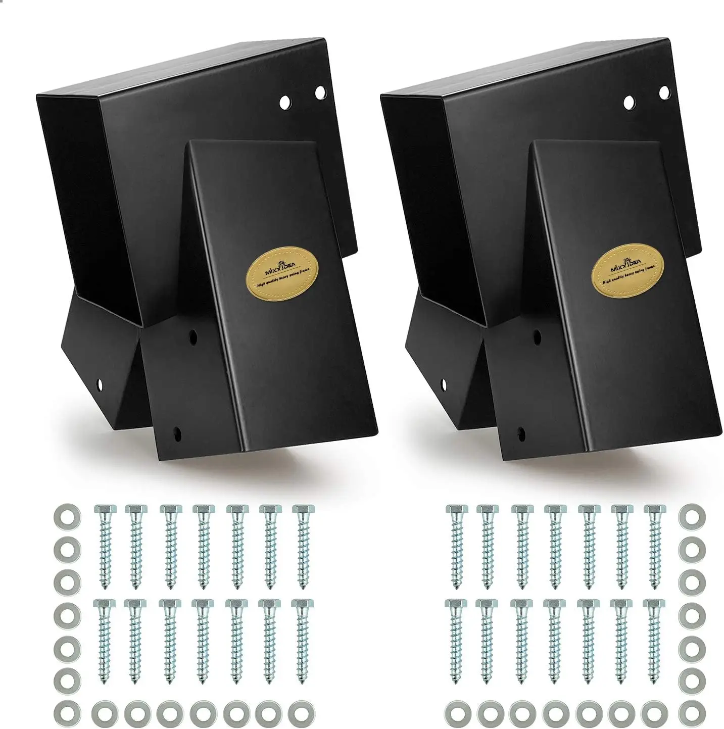 

2 Swing Set Bracket for Swing Set A-Frame Heavy Duty with All Mounting Hardware, Black (2 Brackets-Black)