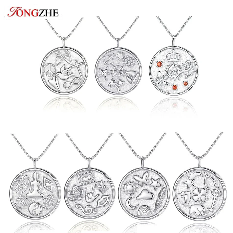 Женское Ожерелье TONGZHE из серебра 925 пробы с подвеской в виде букв звезды Луны