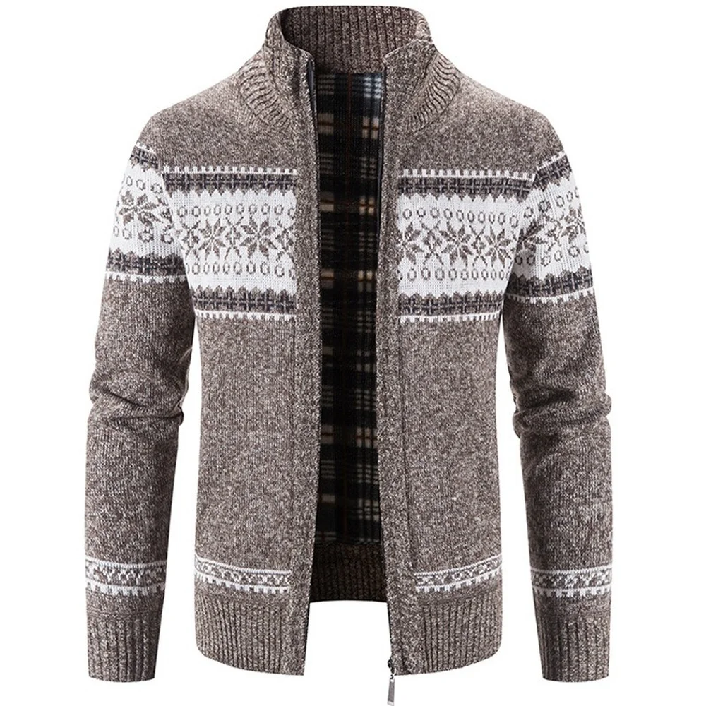 

Sweater Matching Collar Stand Autumn Loose Men's And Coat Printed Color Casual Cardigan Winter