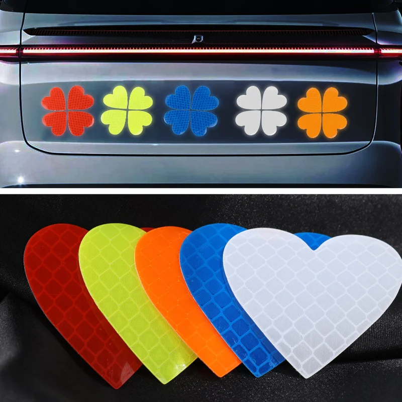 

12PCS Love Shape Reflective Car Sticker Auto Exterior Safe Warning Mark Reflective Tape Motorcycle Bike Reflective Car Accessory