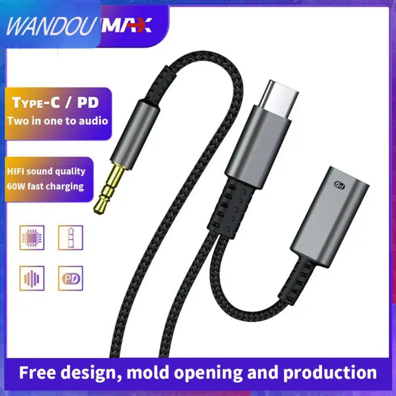 

Portable Charger Adapter Aluminum Usb C To 3.5mm Headphone Hifi Usb C To Aux Mic Jack Dongle Cable Phone Accessories Pd 60w