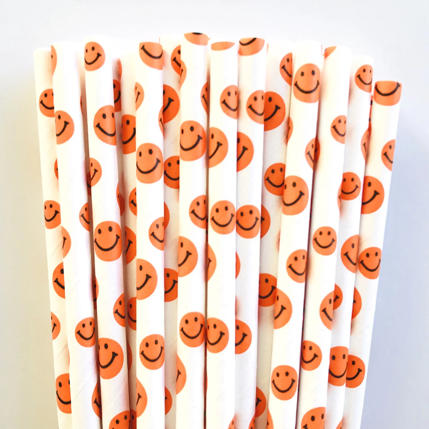 200 шт. желейно-оранжевые бумажные соломинки с улыбкой на лице-детский смайлик Emoji