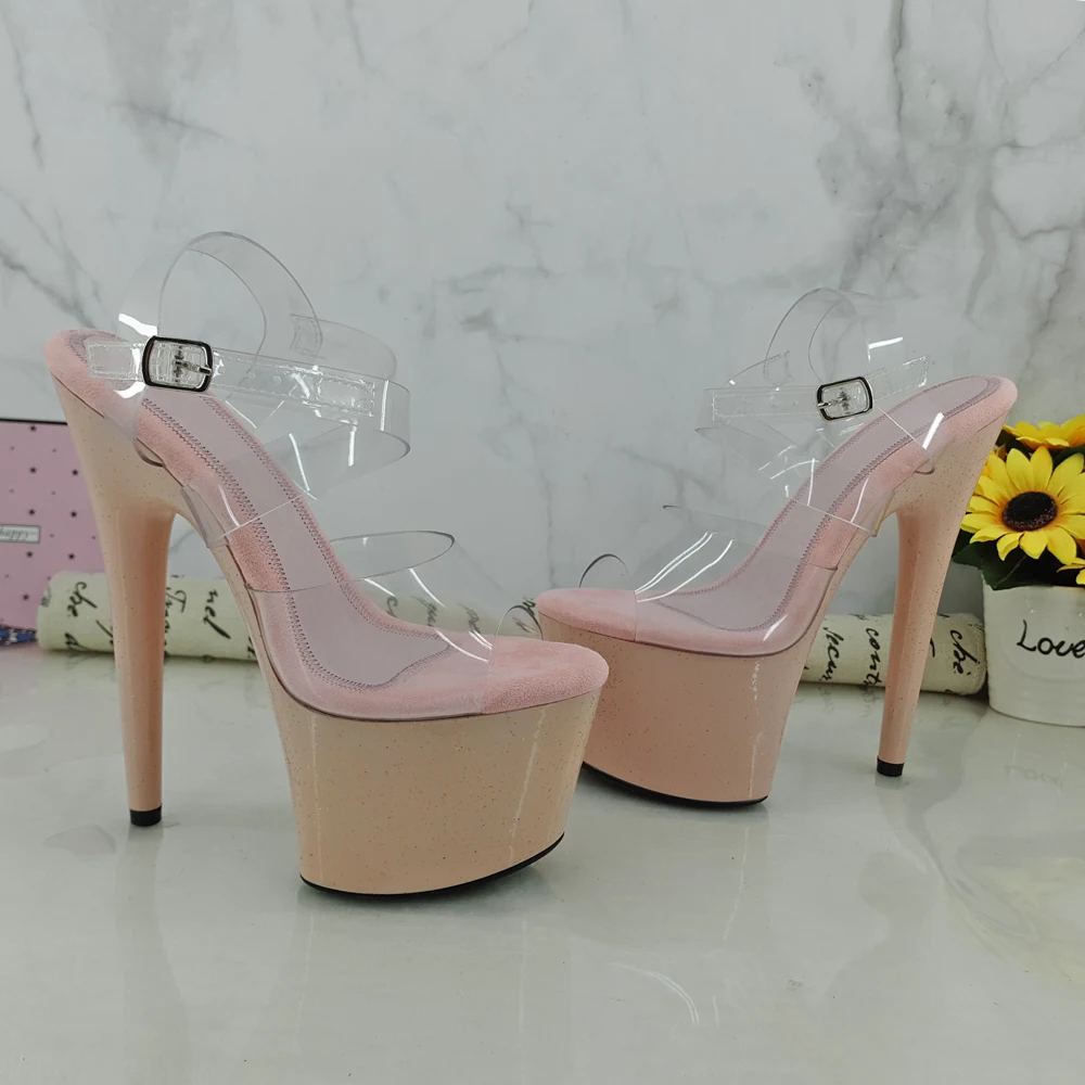 Leecabe 17cm/7inch beige Heels fancy pole dance lady shoe high heel platform pole dance shoes