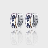 s925 sterling silver turkish blue eye ladies earrings light luxury niche full diamond wide version personality earrings female