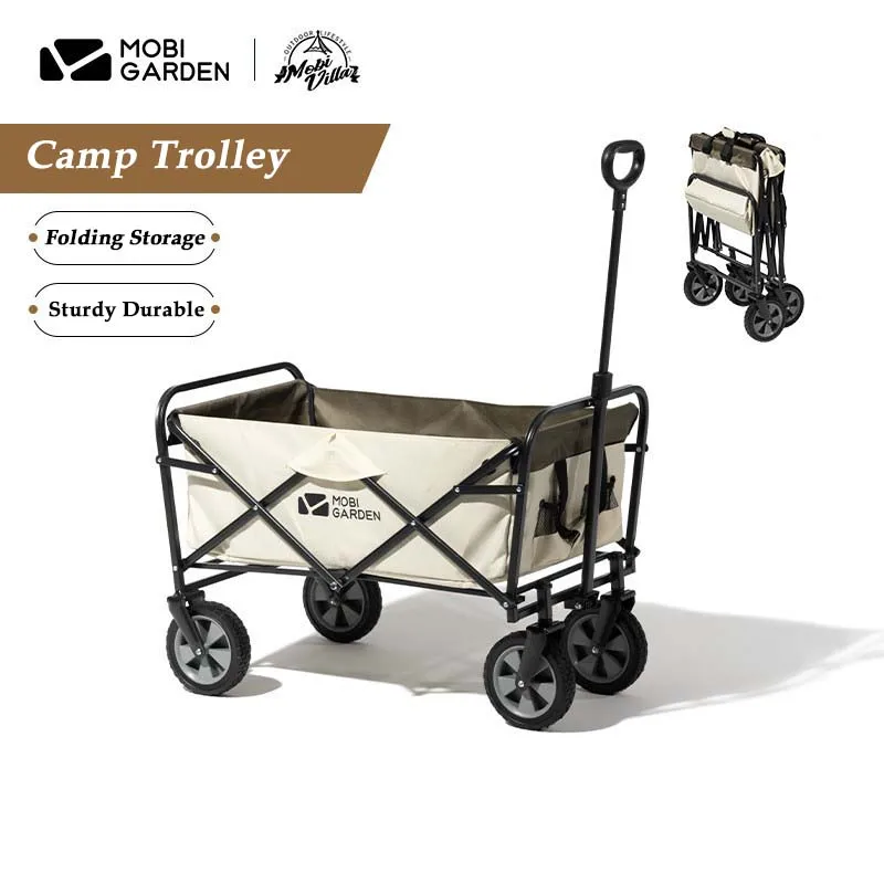 

MOBI GARDEN Outdoor Camping Car Folding Portable Camping Car Camping Car Trolley Picnic Small Trolley Towing Bar