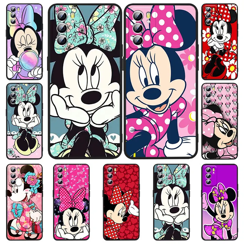

Disney Minnie Mouse Cute Phone Case For OPPO Realme 5 6i 6s 7 7i(Global) 8 8i Pro 5G Realme Narzo 50A Narzo 50i Black Soft Capa