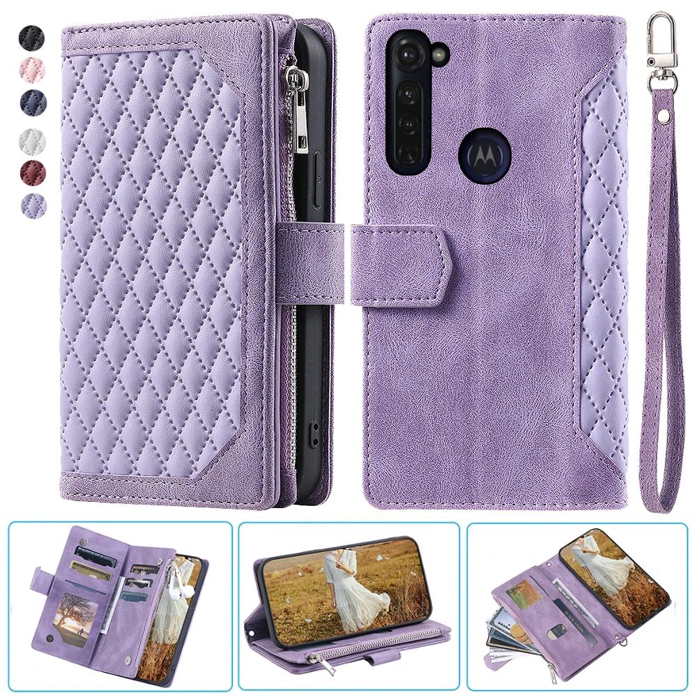 

For MOTO G Pro Fashion Small Fragrance Zipper Wallet Leather Case Flip Cover Multi Card Slots Cover Folio with Wrist Strap