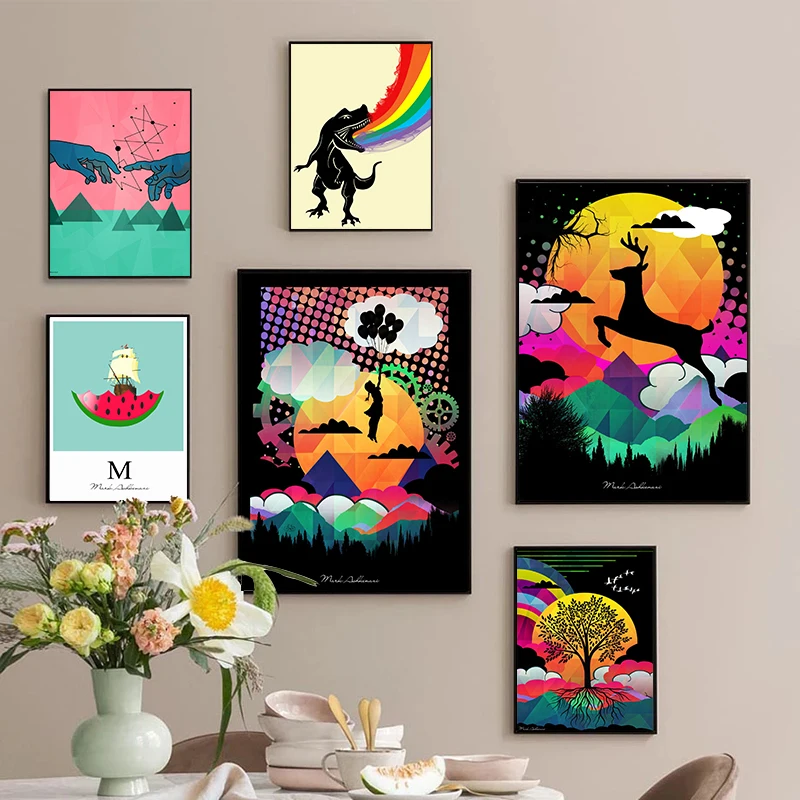 

Современные минималистичные цифровые картины на холсте, абстрактные картины, печать красочных геометрических постеров, настенный Декор для дома, без рамки, Таблица