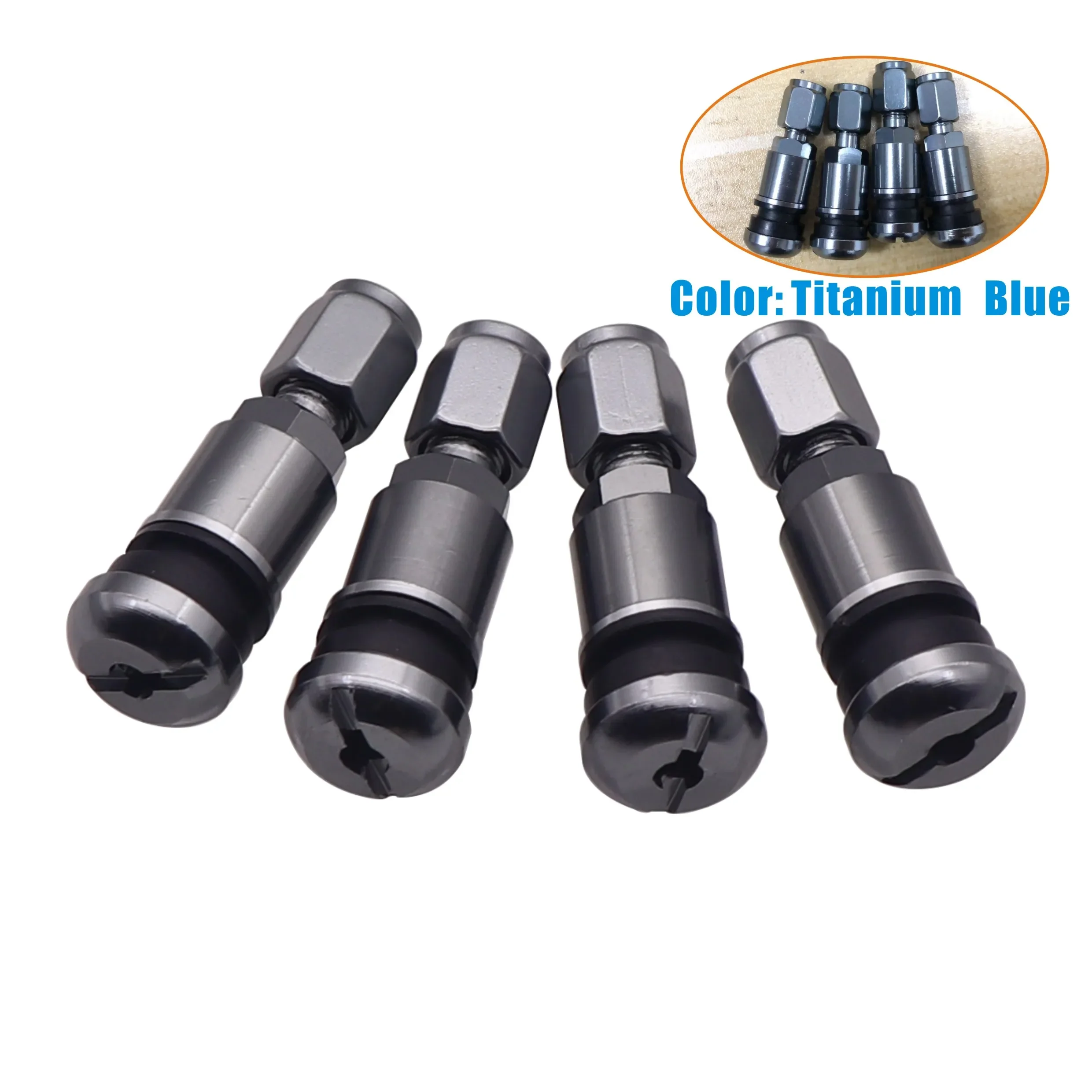 

TITANIUM BLUE, MS525AL, профессиональный алюминиевый клапан для шин стержня, шестигранный клапан для шин для легковых автомобилей, подходит для большинства автомобилей