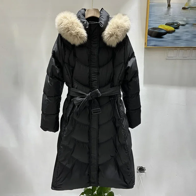 Зимнее женское пуховое пальто с капюшоном