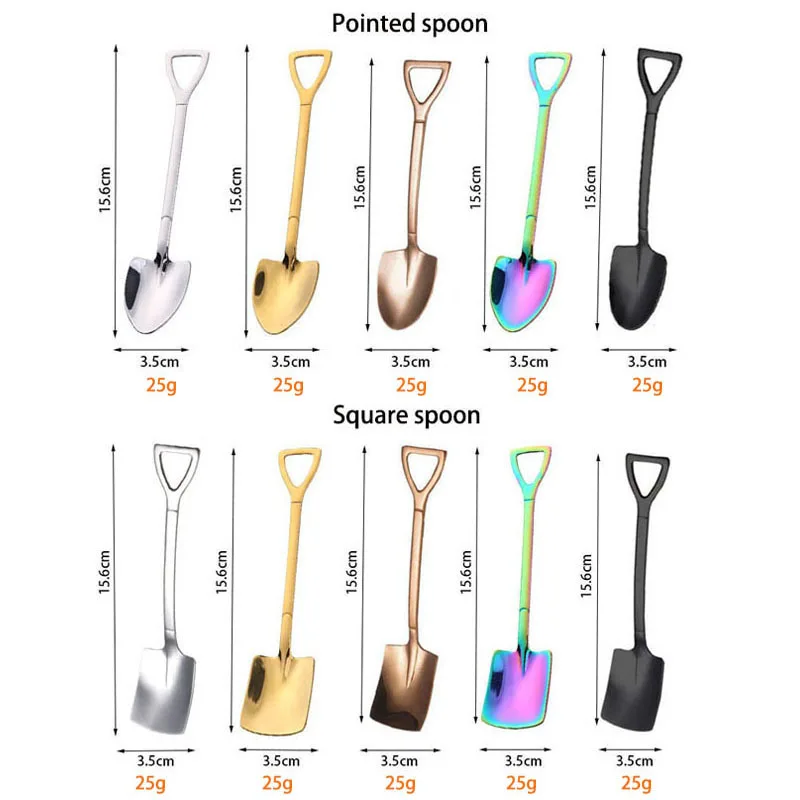 Coffee Spoon Creative Teaspoons Stainless Steel Shovel Spoons Ice Cream Dessert Scoop Kitchen Tableware Cutlery Set |