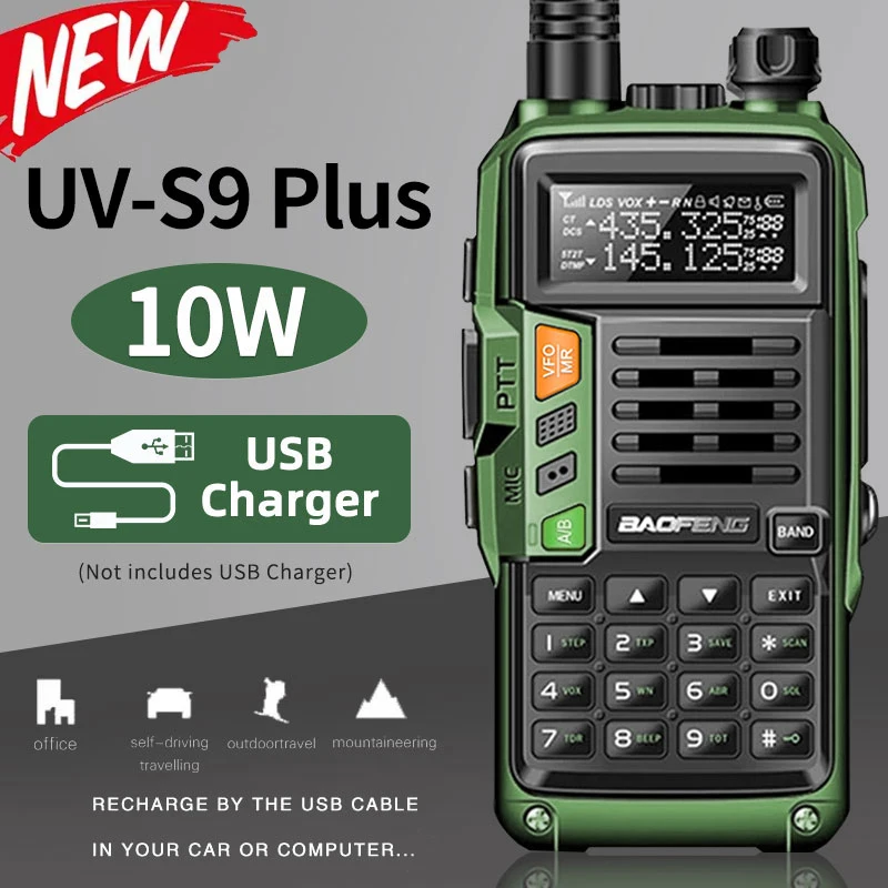 BAOFENG UV-S9 Plus Powerful Handheld Transceiver with UHF VHF Dual Band Long Range Walkie Talkie Ham UV-5R Two Way Radio