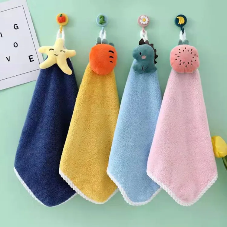 

Coral Velvet Hand Towel Hanging Kitchen Toilet Hand Towel Cartoon Cute Hand Towel Absorbent Bath Towel Towels Beach Towel