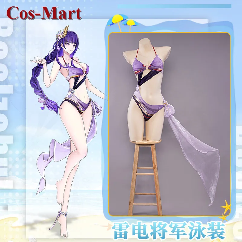 

Cos-Mart Game Genshin Impact Raiden Shogun Cosplay Costume Sweet Lovely Bikini Swimsuit Activity Party Role Play Clothing S-XL