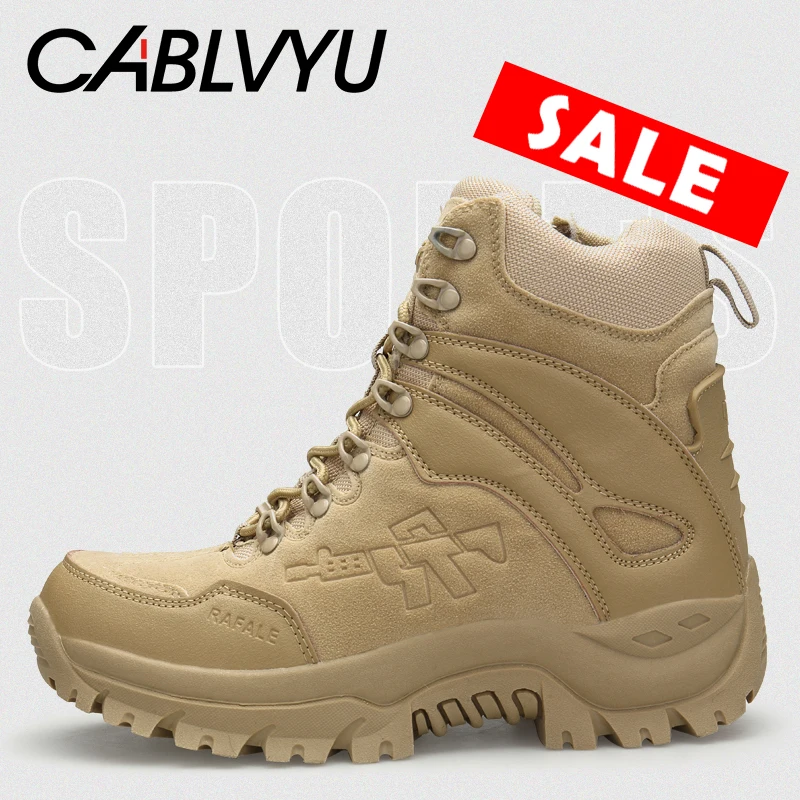 

CABLVYU Men Tactical Boots Army Boots Mens Military Desert Waterproof Work Safety Shoes Climbing Hiking Shoes Men Outdoor Boots