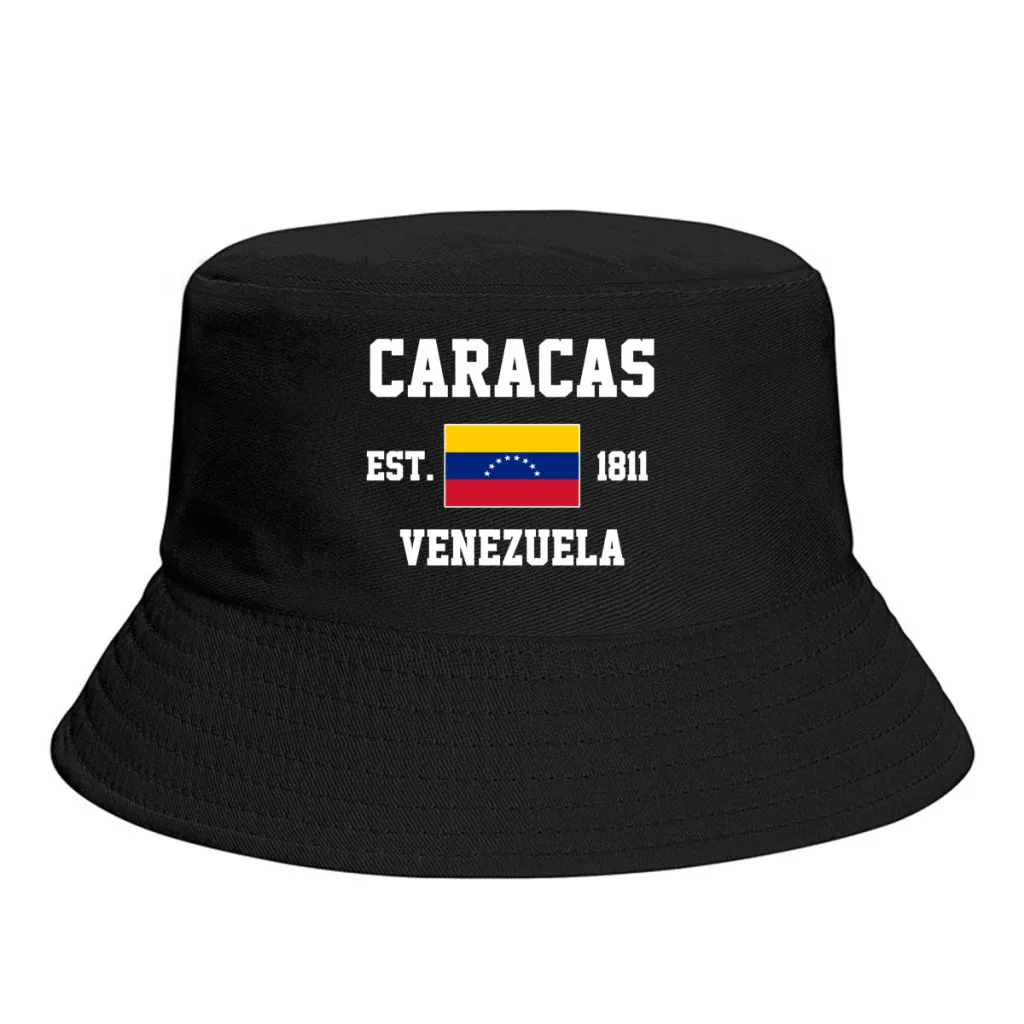 

Bucket Hats Venezuela EST.1811 Caracas Emblem Flag Sun Shade Cool Outdoor Summer Fisherman Caps Fishing Hat