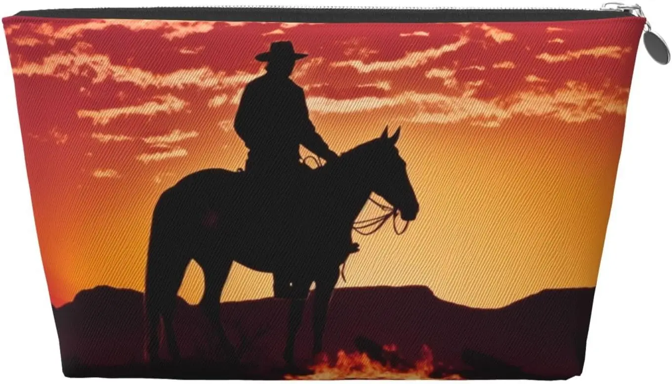 Кожаная дорожная косметичка с принтом Cowboy West