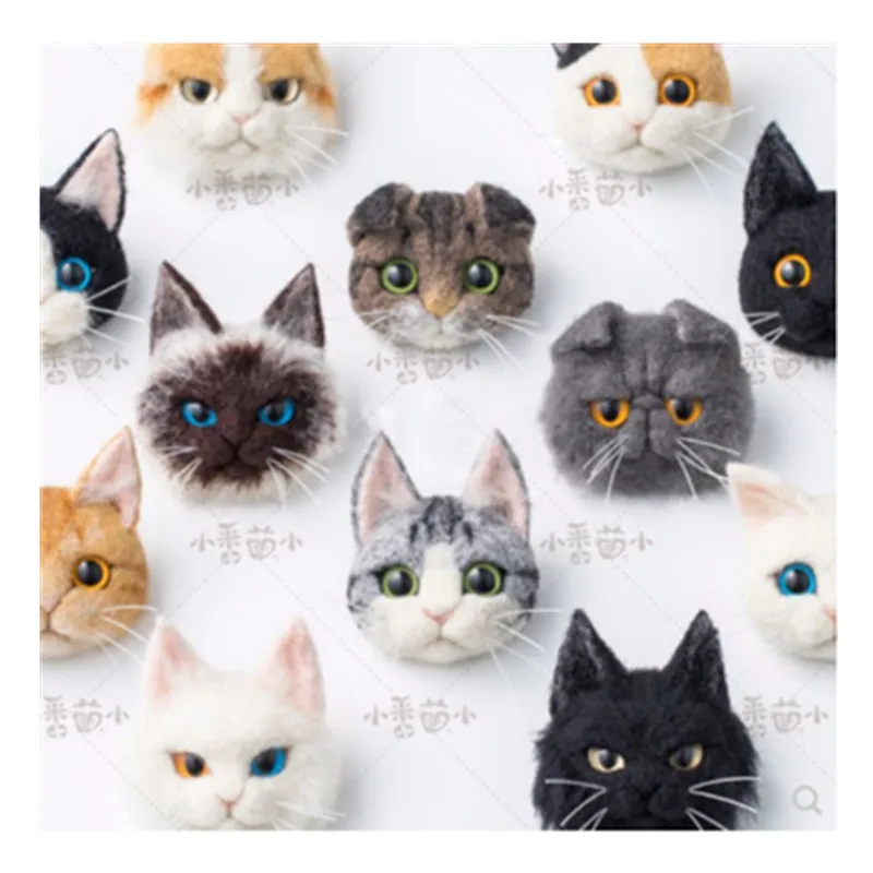 4cm Wool felt poke, cat's brooch, Garfield cat folding cat, wool needlepoint kit  wool felt needle felting