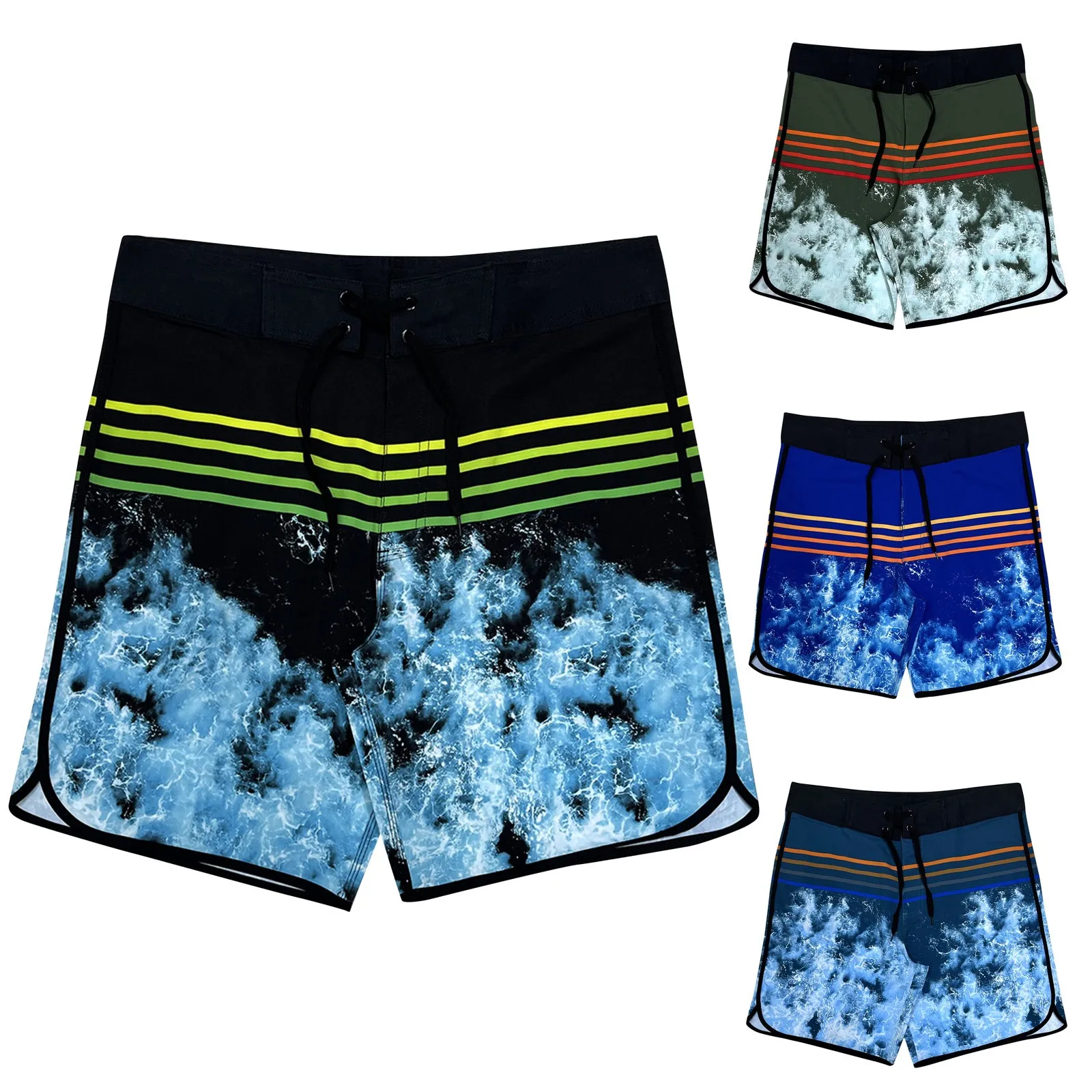 

Men's Summer Casual Wave Printing Hawaiian Style Loose Drawstring Men's Beach Shorts Men's Shorts Bermudas Masculina шорты мужск
