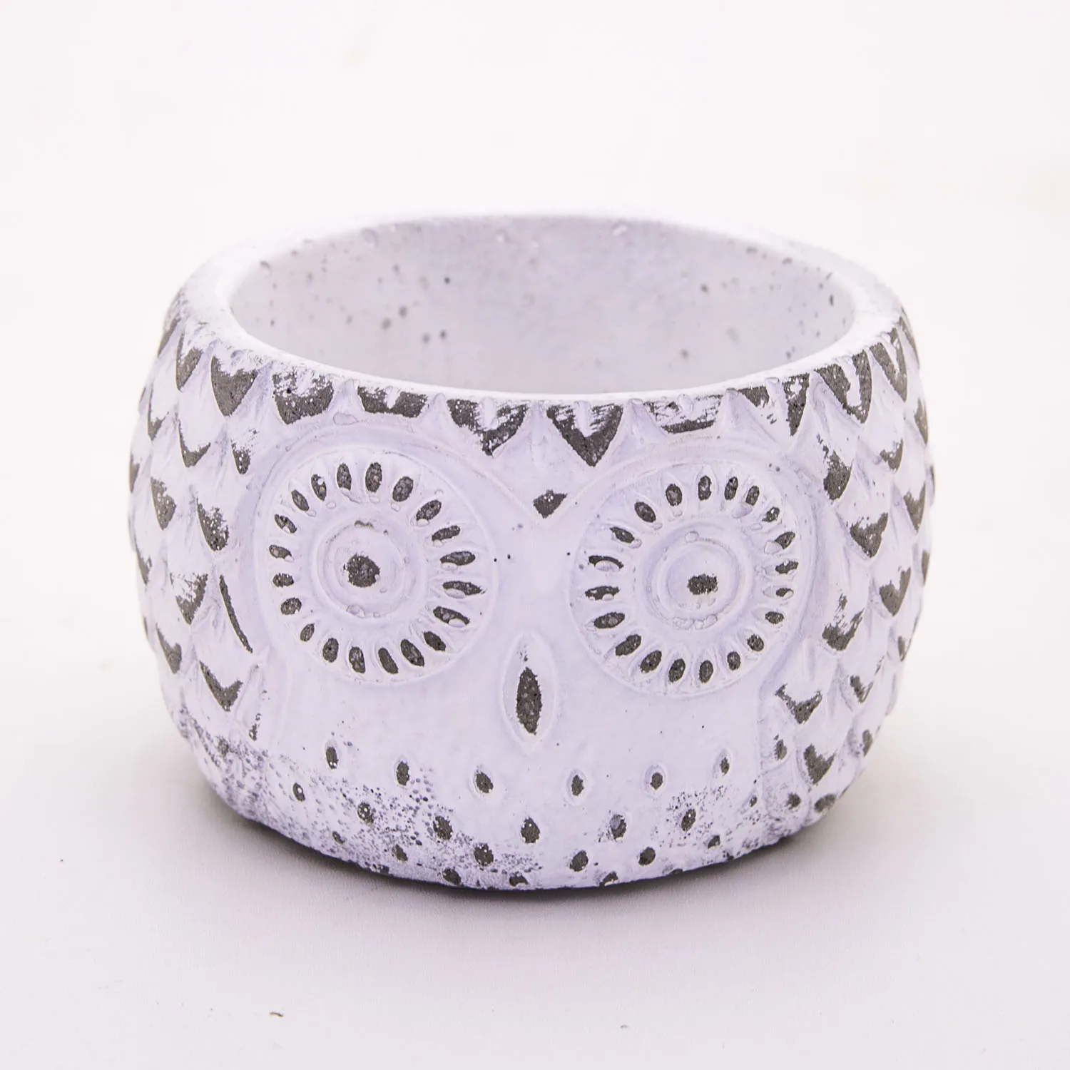 

Белый бетонный горшок с рисунком Совы Veramaya 13x9,5 см