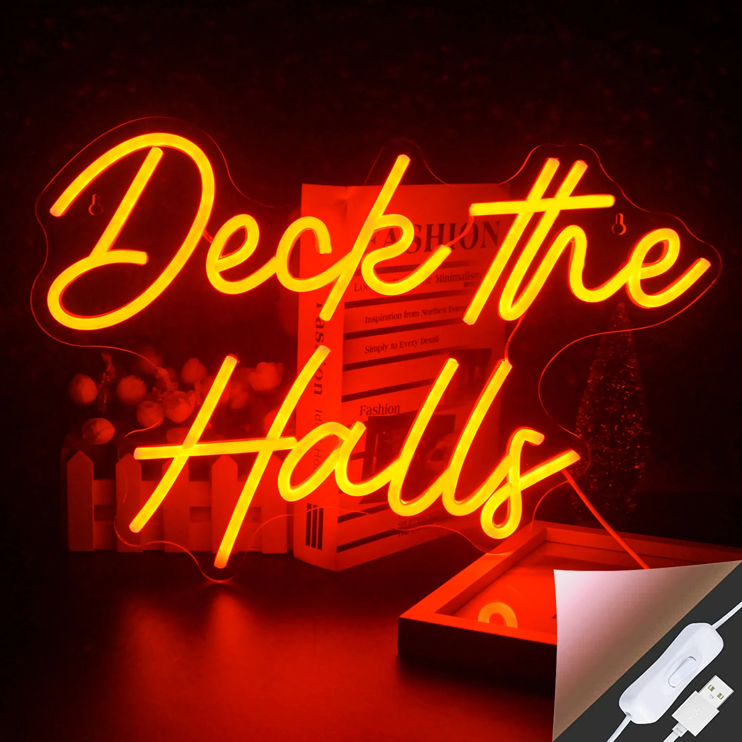 

Christmas Decoration 2023 Deck The Halls Letter Neon Light Room Outdoor Night Light Christmas Party Light Usb Luminous Light