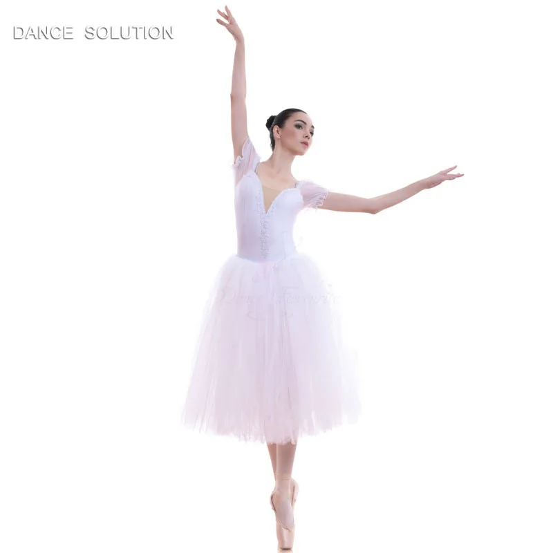Женский балетный танцевальный костюм платье с коротким рукавом-фонариком