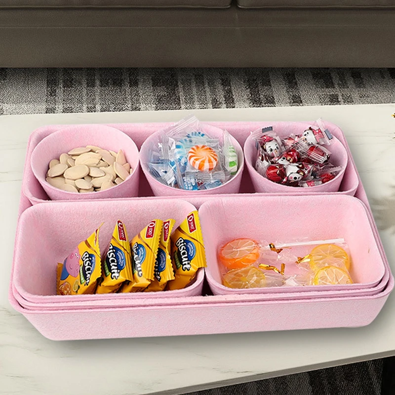 

8pc/set Drawer Storage Box Felt Organizer Box Drawer Make Up Snacks Holder Storage Pot Sundries Divider Separator Jewellery Box
