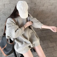 round neck pullover autumn and winter new style lazy hong kong style long sleeved solid color fashion trend knitted sweater