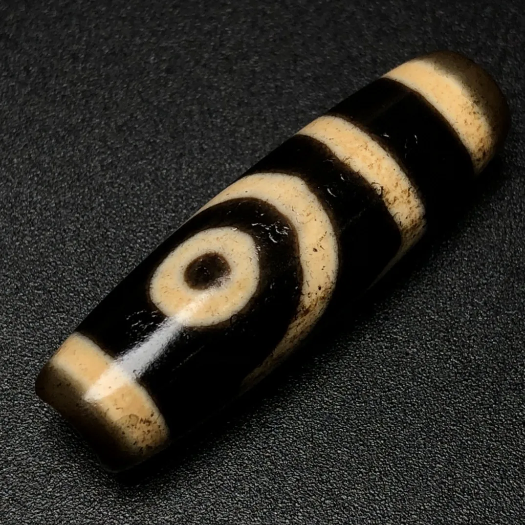 Тибетский агат зуб с большим отверстием желтые два глаза бусины дзи ожерелье на