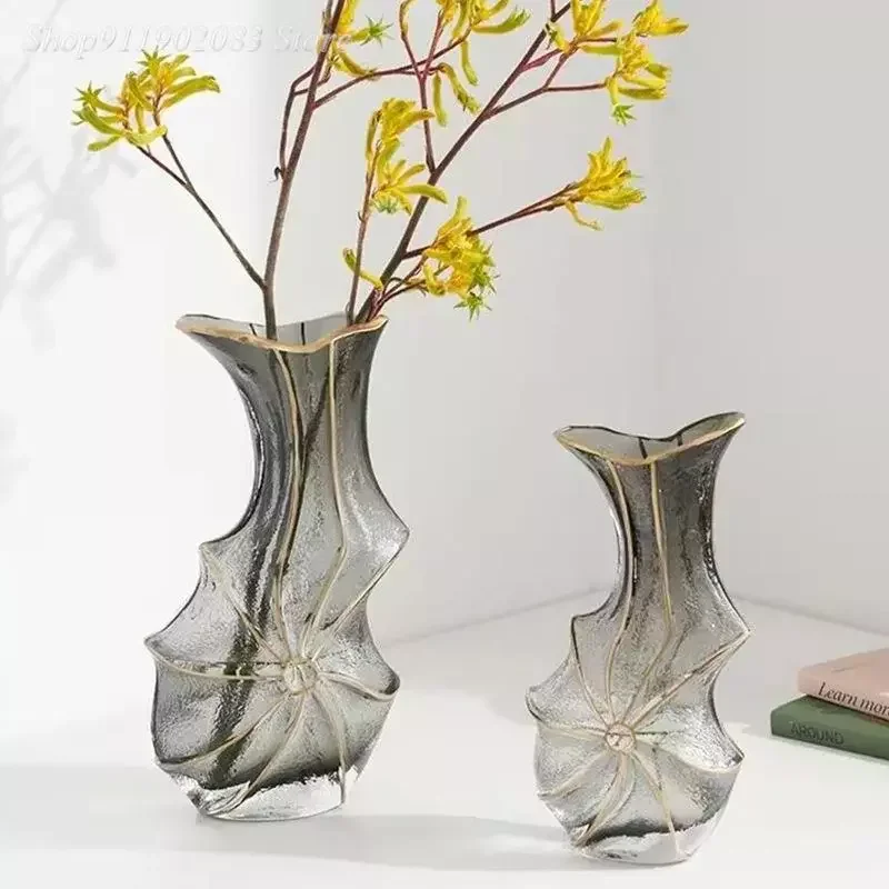 

NEW2023 Glass Vase Transparent Hydroponic Flowers Arrangement Artwork Shell Shape Home Decoration Accessoires Terrarium Vases P