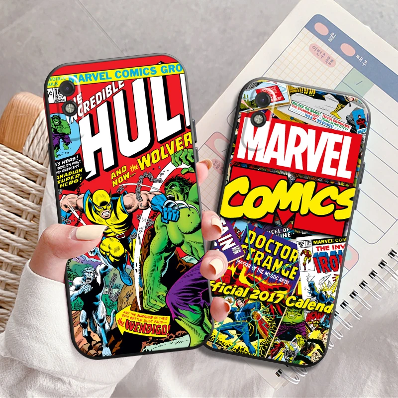 

Marvel Comics Logo Phone Case For Xiaomi Redmi 7 7A 8 8A 9 9i 9AT 9T 9A 9C Note 7 8 2021 8T 8 Pro Liquid Silicon Coque Funda