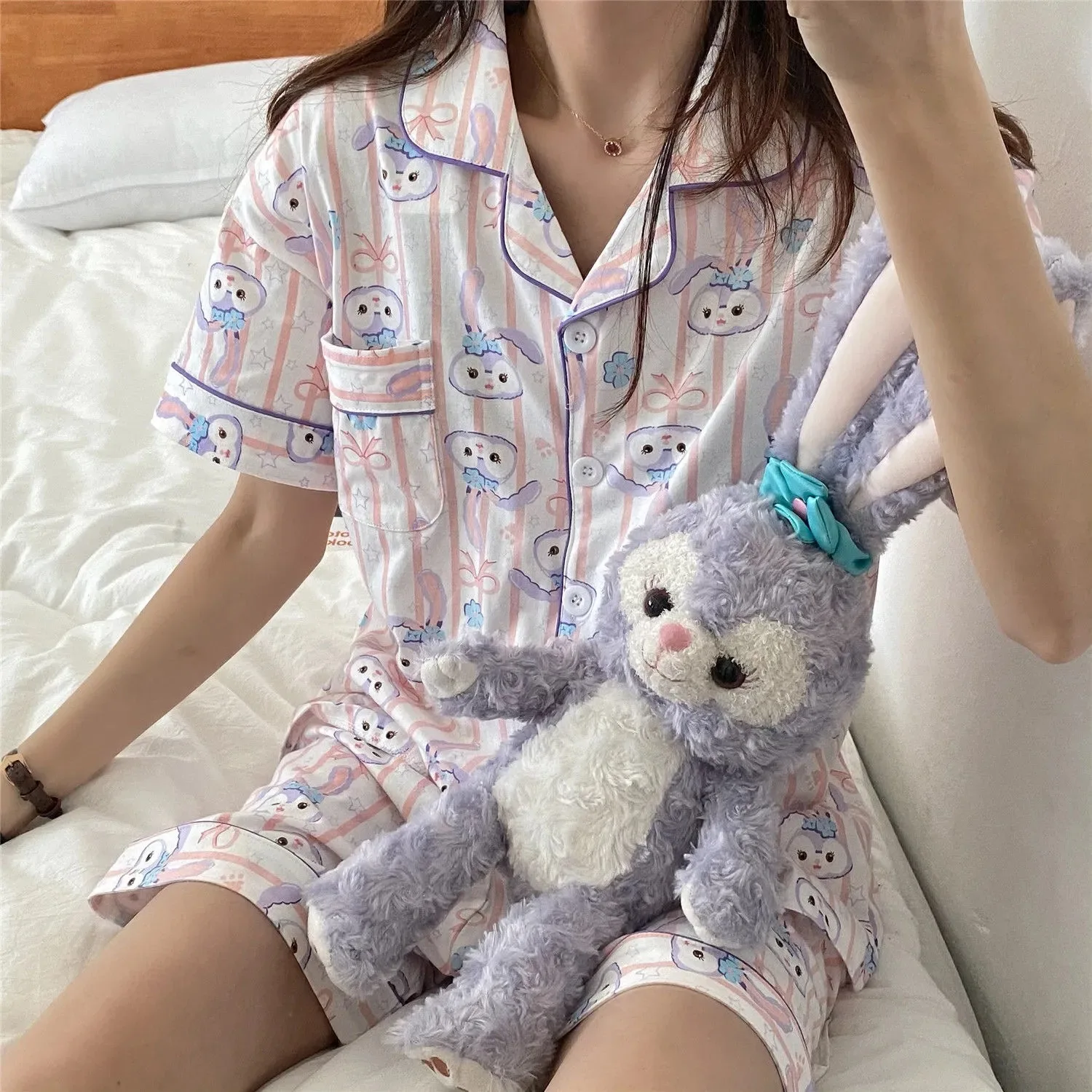 Пижама женская пижама с принтом коровы Повседневная Удобная Домашняя одежда