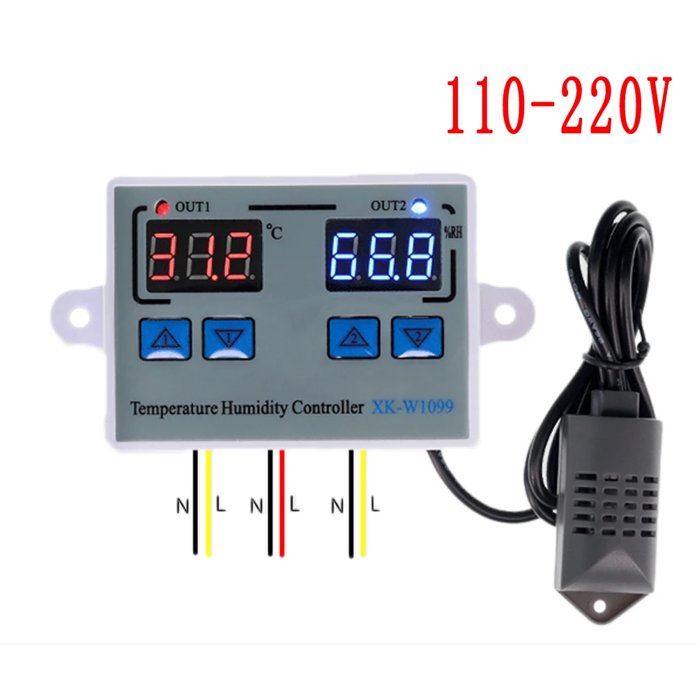 

XK-W1099Digital Контроллер температуры и влажности Инкубатор для яиц Термостат Контроллер влажности Регулятор Нагрева Управление охлаждением