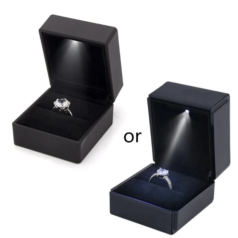 

Proposal Wedding Engagement Ring Box Square Earrings Stoarge Holder Box LED Lighted Rings Box Jewelry Display Gifts Box