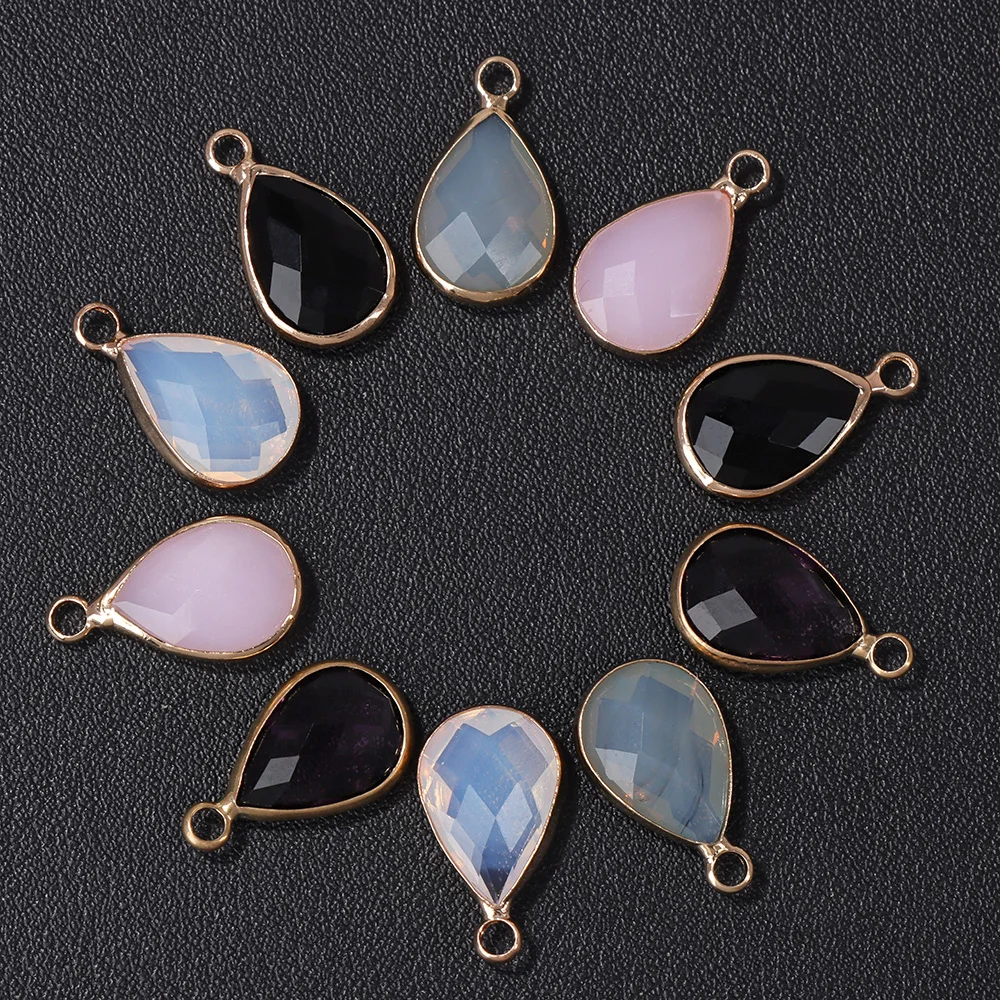 

10pcs 18x10mm Crystal Charms Golden Plated Small Water Drop Pendants For Jewelry Making Bracelets Earrings Handmade Supplies