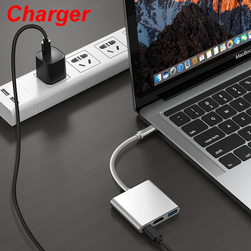 Tanie Typ C Na HDMI 4K USB 3.0 ładowarka USB 3.1 Kabel Hub Dla Mac Air Pro Huawei Samsung ładowarka Do Laptopa Projektor Wideo HDTV